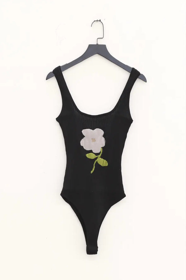 CAROLINE HU Knitted Floral Bodysuit SS22BKBS01